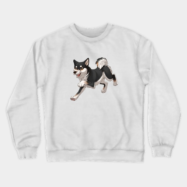 Black and Tan Shiba Inu Running Crewneck Sweatshirt by Bamsdrawz